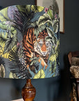 Bengal tiger velvet, drum lampshade /ceiling shade with a white lining