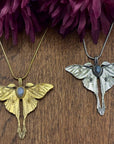 Gold/Silver Luna Moth Necklace – Nature-Inspired Boho Statement Pendant