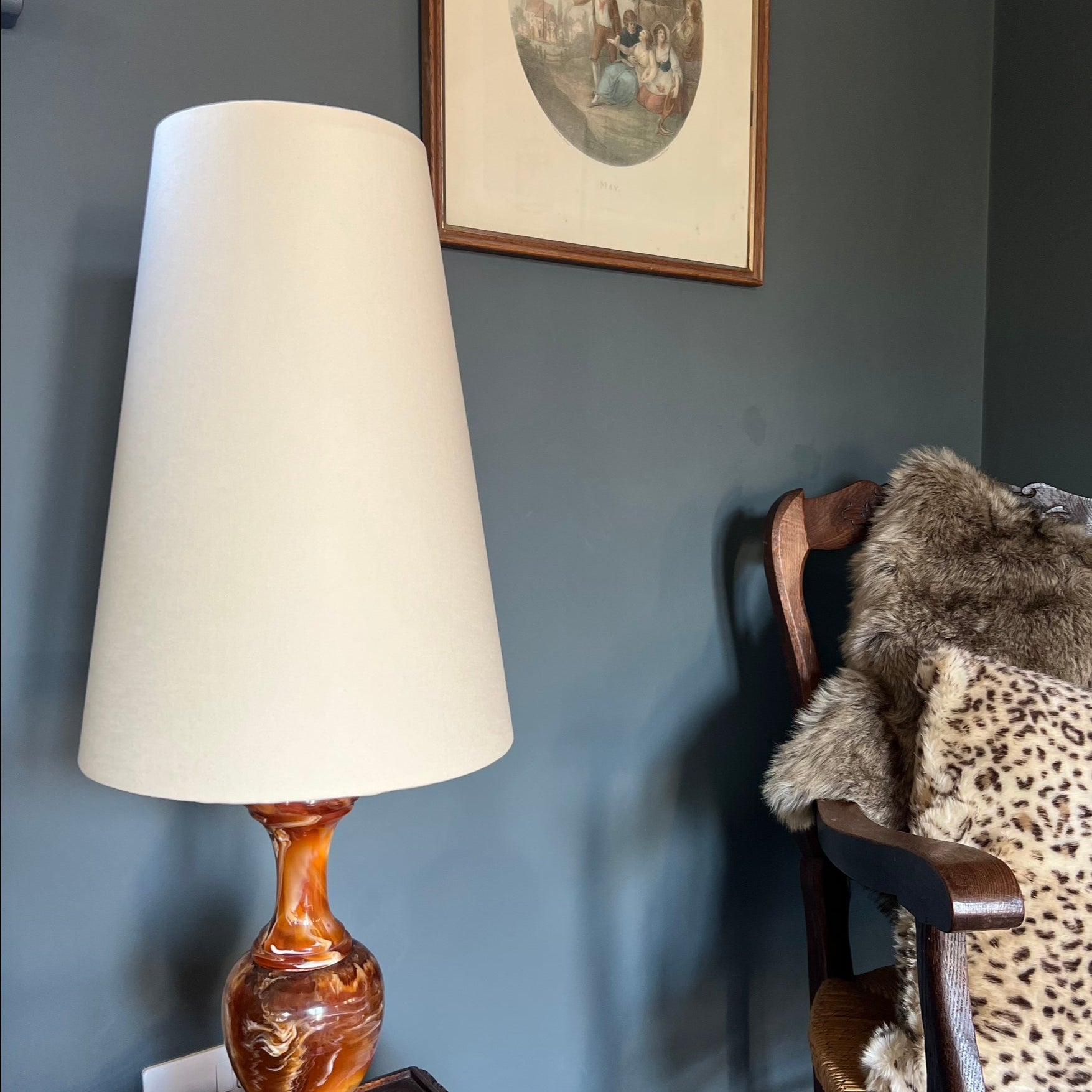 Cream Cotton Lampshade | Extra Tall Cone Light Shade | Bespoke Handmade UK