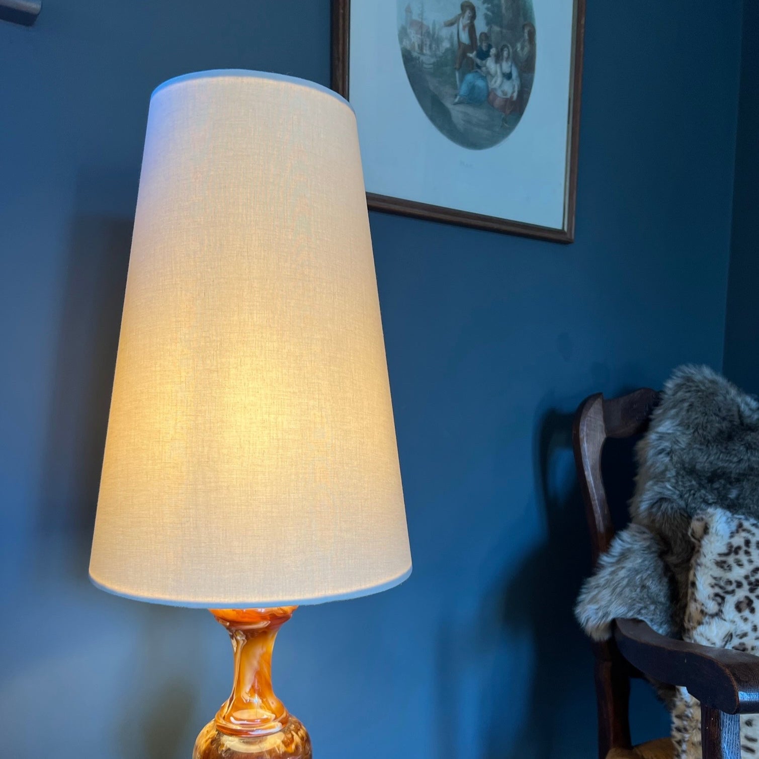 Cream Cotton Lampshade | Extra Tall Cone Light Shade | Bespoke Handmade UK