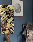 Leopard palm trees velvet cylinder lampshade, extra tall lampshade