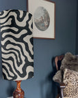 Black Wiggle Lampshade | Extra Tall Cylinder Ceiling Light Shade | Bespoke Handmade UK