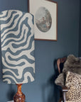Blue Wiggle Lampshade | Extra Tall Cylinder Ceiling Light Shade | Bespoke Handmade UK
