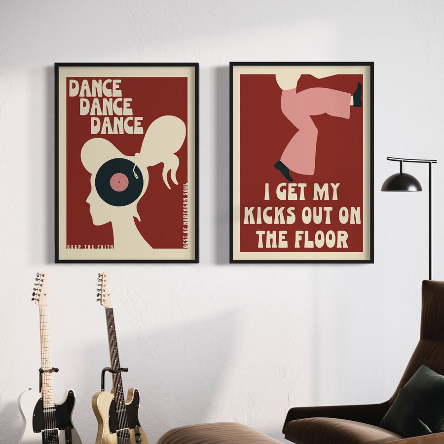 Premium Northern Soul music print, retro wall art, handcrafted framed option, UK printed on 230gsm paper, vibrant colors by Little Egret Design at brixbailey.com