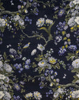 Midnight floral velvet drum lampshade / ceiling shade, with a white lining