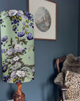 Purple floral Velvet cylinder lampshade, extra tall lampshade