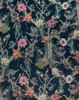 Birds velvet cylinder lampshade, in midnight, extra tall lampshade