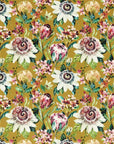 Summer garden Velvet cylinder lampshade, in mustard, extra tall lampshade