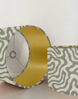 Green wiggle drum lampshade/ ceiling shade, with a metallic brushed gold lining