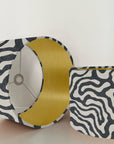 Black wiggle drum lampshade/ ceiling shade with a metallic brushed gold lining