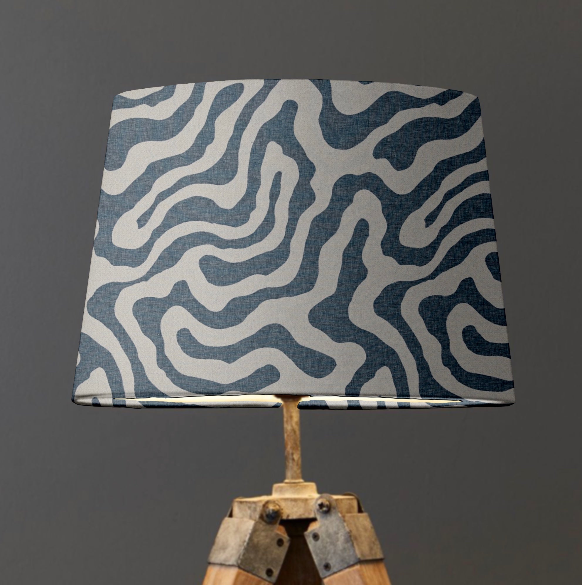 Blue Wiggle Textured French Drum Lampshade | Handmade Ceiling Light Shade | UK