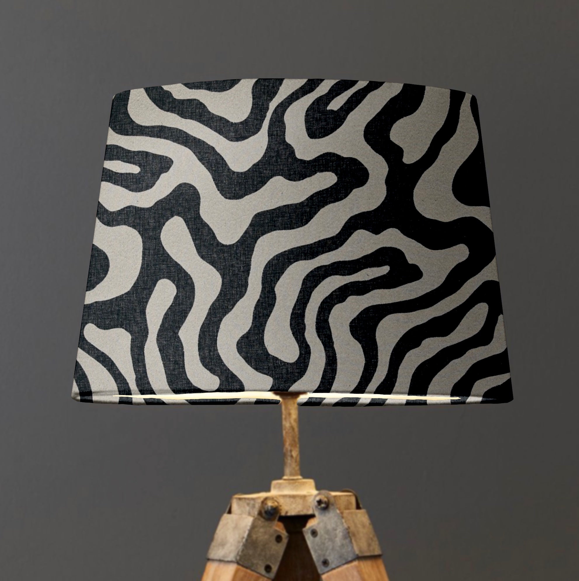 Black Wiggle Textured French Drum Lampshade | Handmade Ceiling Light Shade | UK