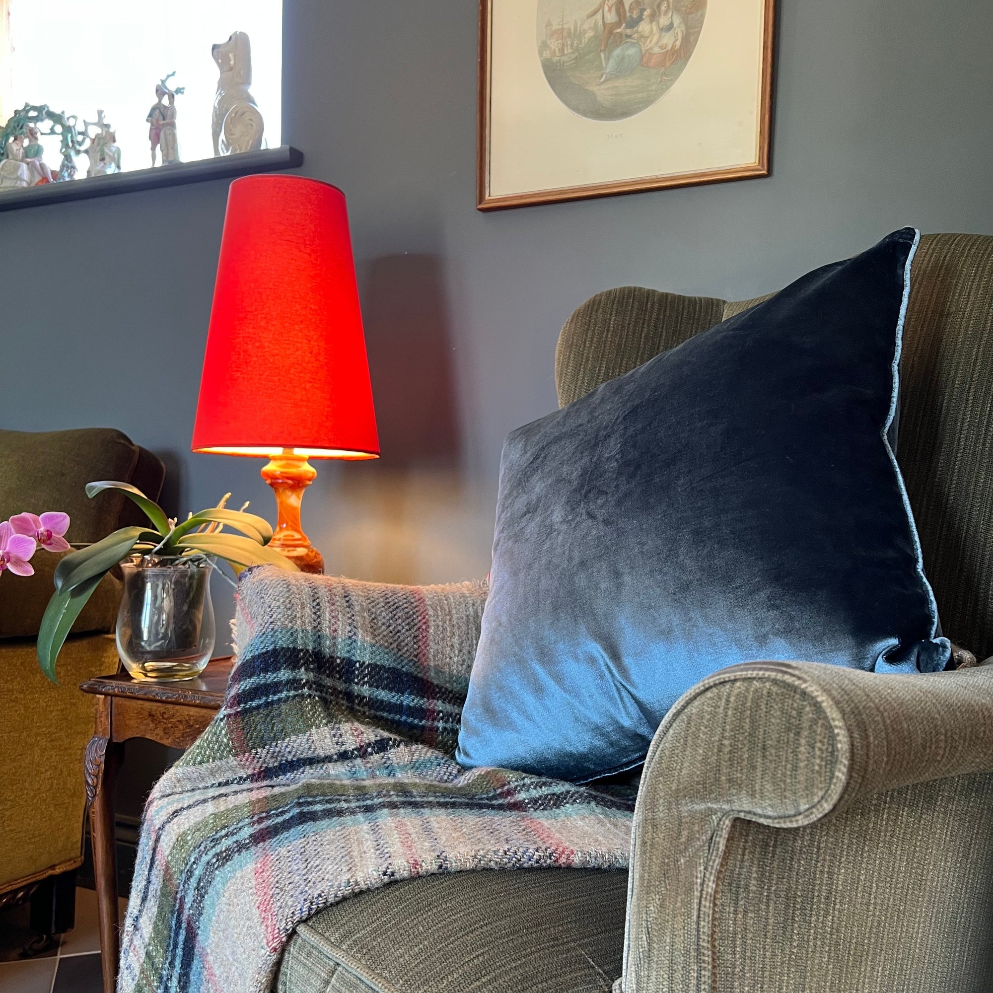 Burnt Orange Cotton Lampshade | Extra Tall Cone Light Shade | Bespoke Handmade UK