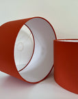 Burnt orange cotton drum lampshade/ ceiling shade with a white lining