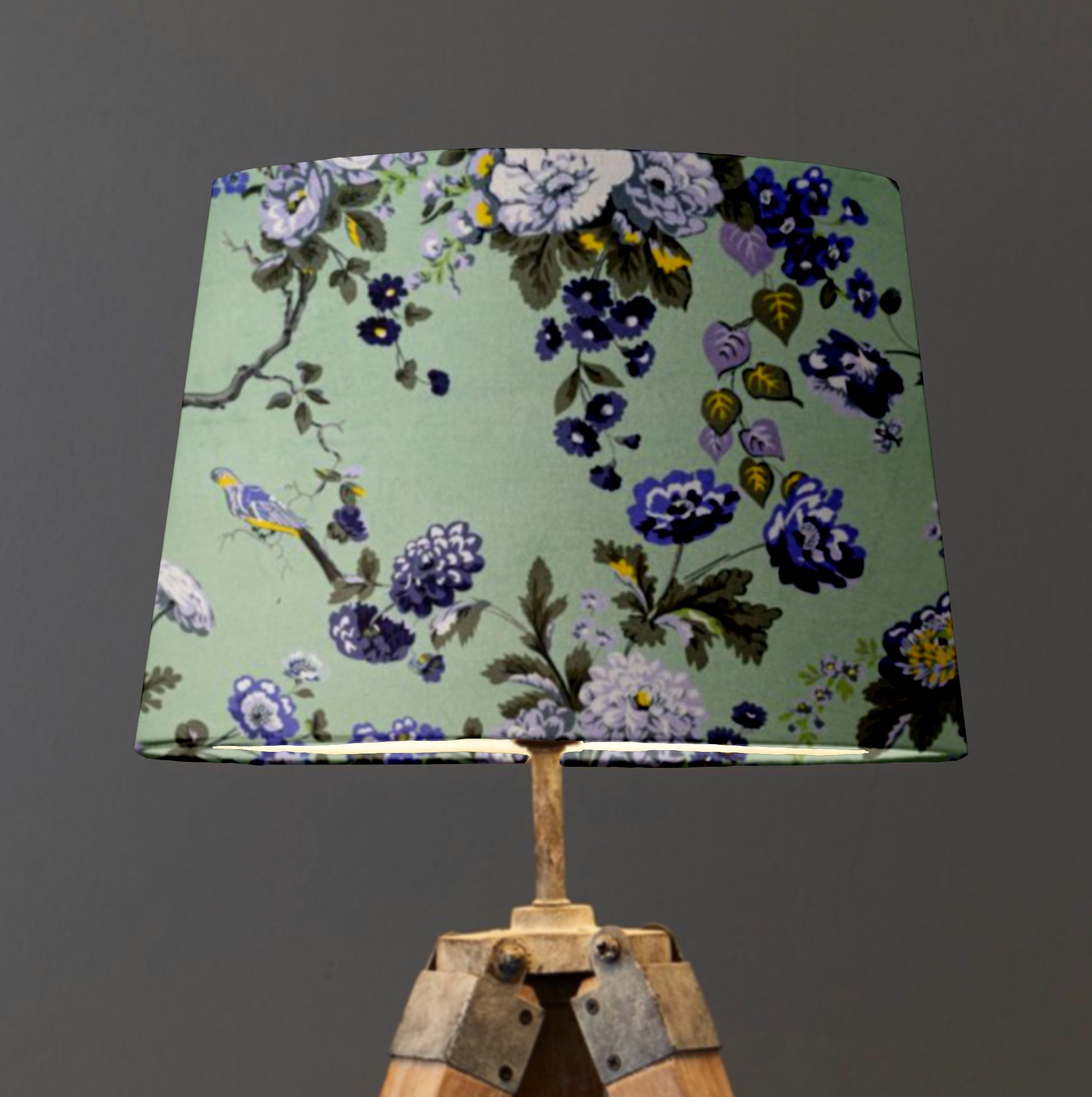 Purple Floral Velvet Lampshade | French Drum Ceiling Light Shade | Bespoke Handmade Empire Lampshade