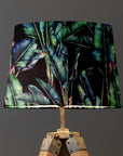 Black Leaves Velvet Lampshade | French Drum Ceiling Light Shade | Bespoke Handmade Empire Lampshade