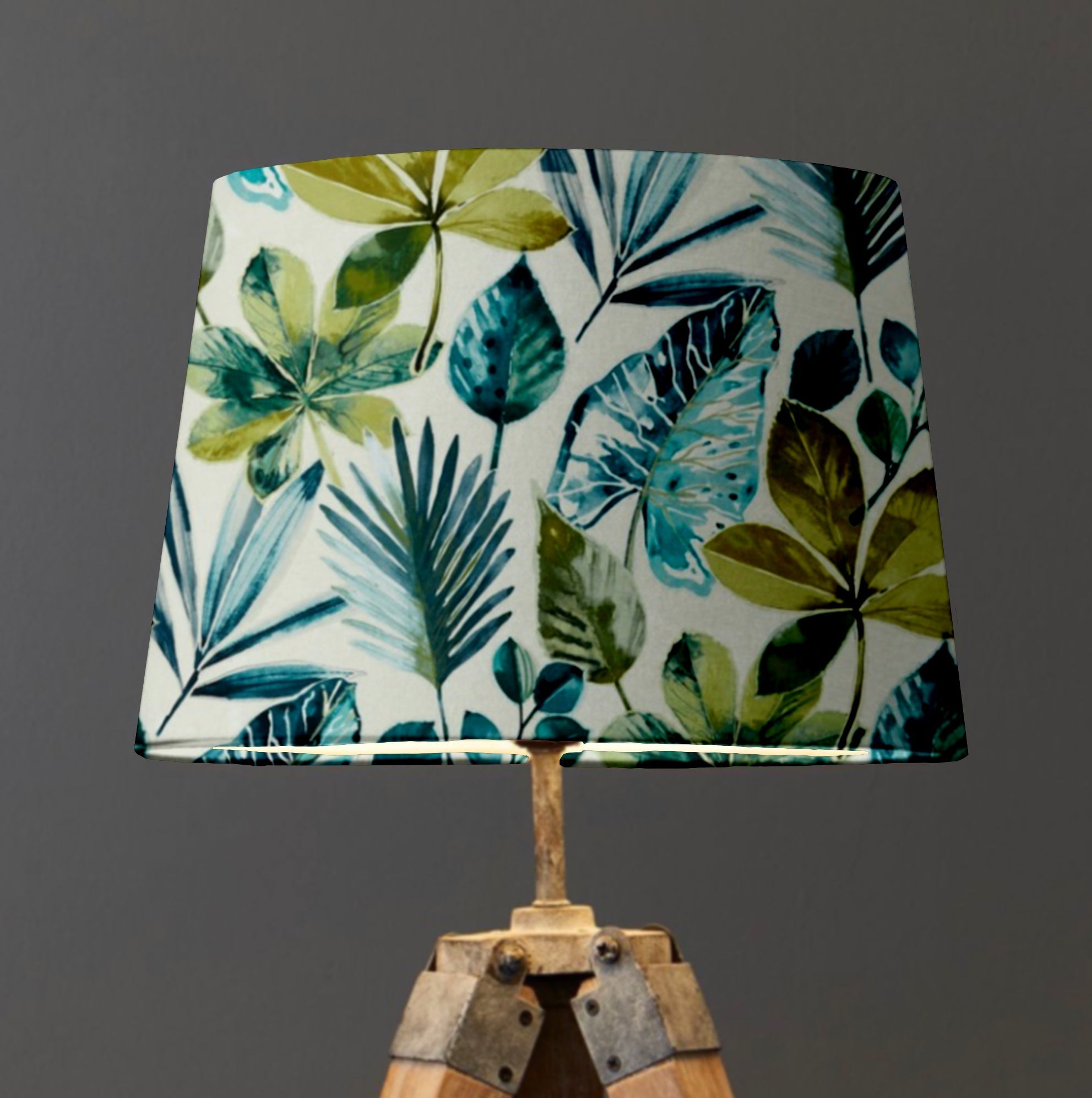 Blue &amp; Green Rainforest Velvet French Drum Lampshade | Handmade Ceiling Light Shade | UK