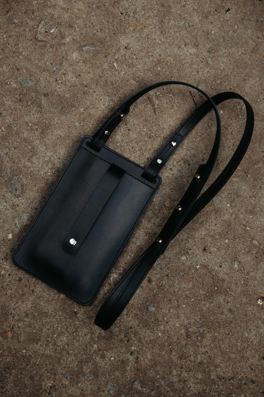 Eco-Friendly Leather Phone Bag with Strap & Closure