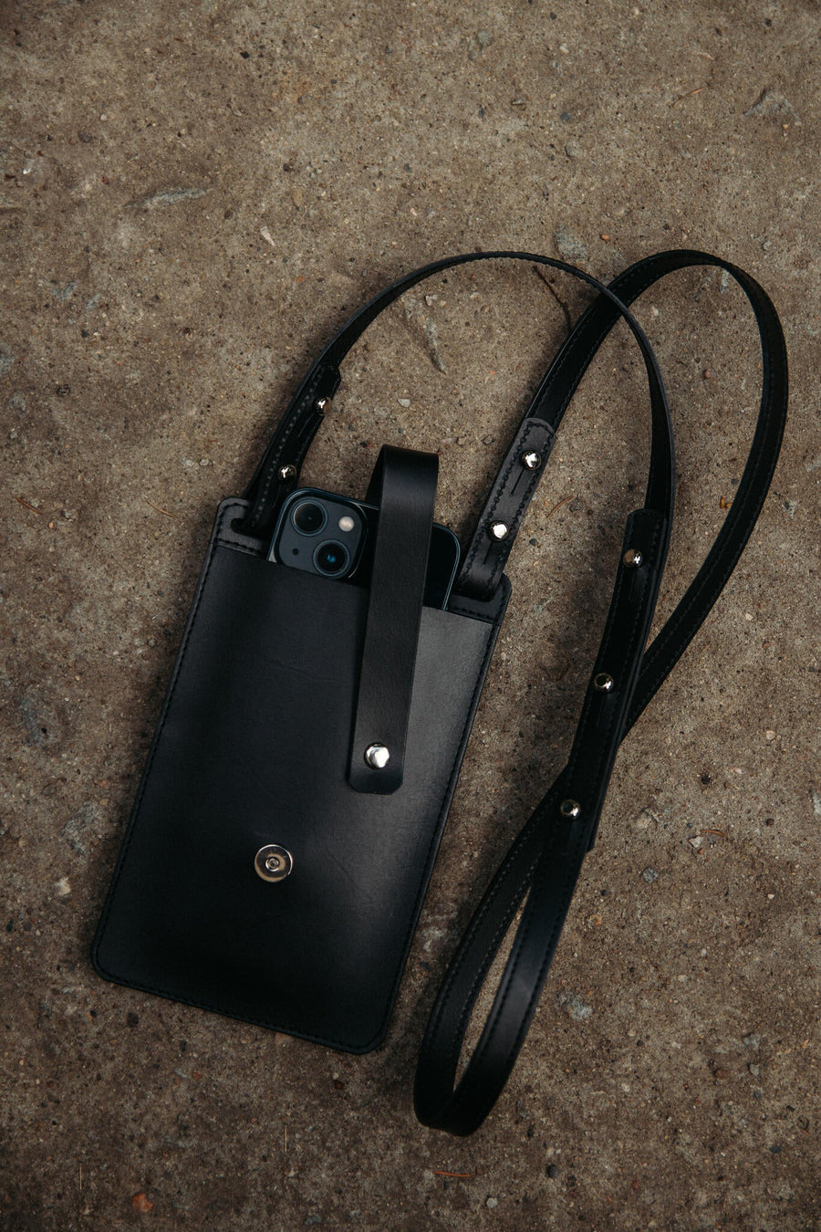 Eco-Friendly Leather Phone Bag with Strap & Closure