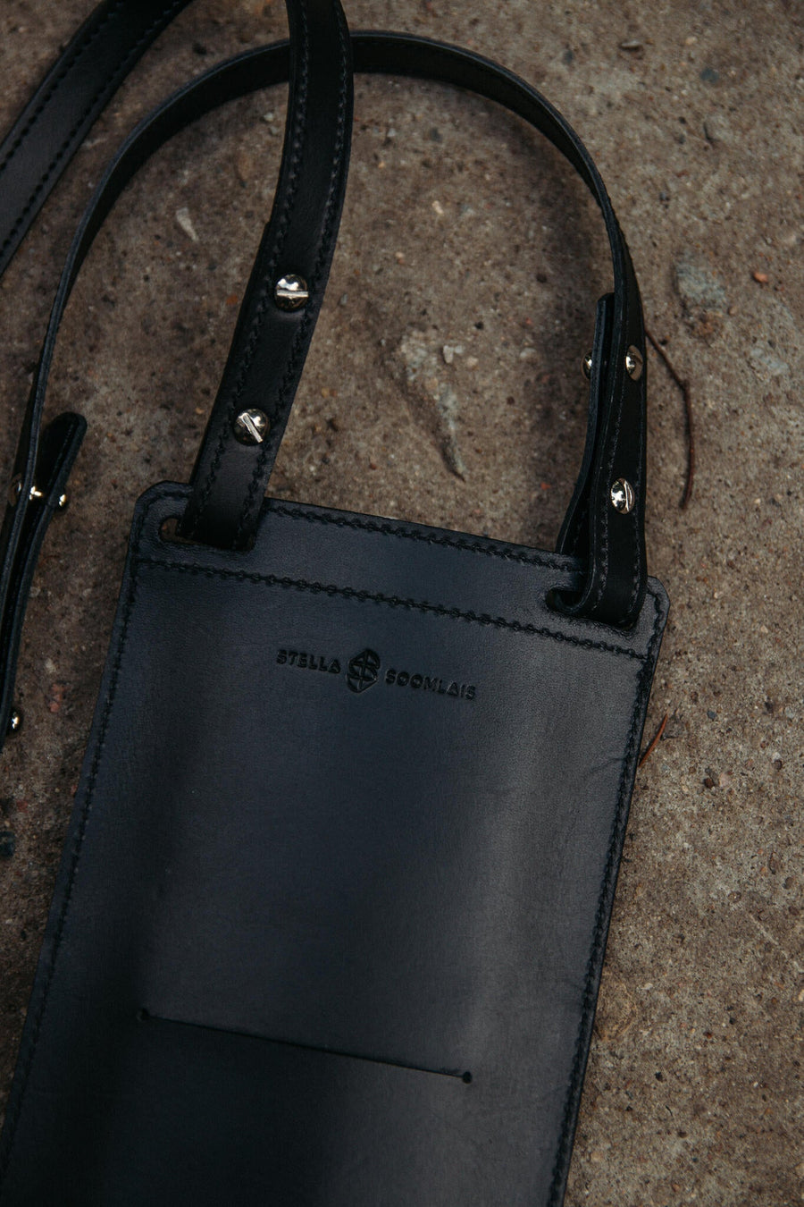 Eco-Friendly Leather Phone Bag with Strap & Closure