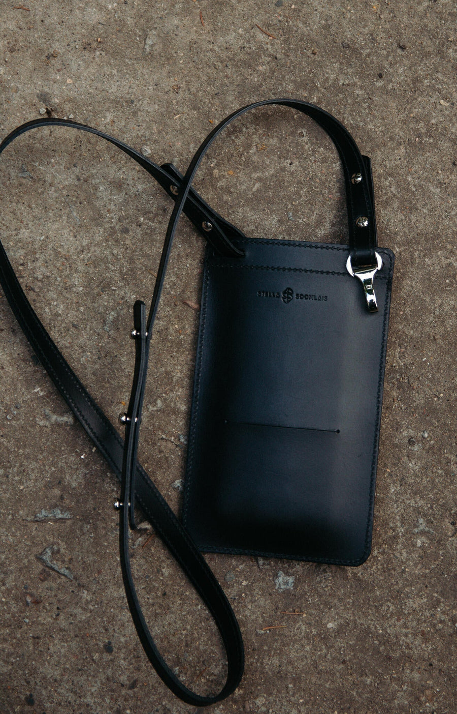 Eco-Friendly Leather Phone Bag with Strap & Closure