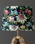 Navy Summer Garden Velvet Lampshade | French Drum Ceiling Light Shade | Bespoke Handmade Empire Lampshade