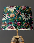 Teal Summer Garden Velvet Lampshade | French Drum Ceiling Light Shade | Bespoke Handmade Empire Lampshade