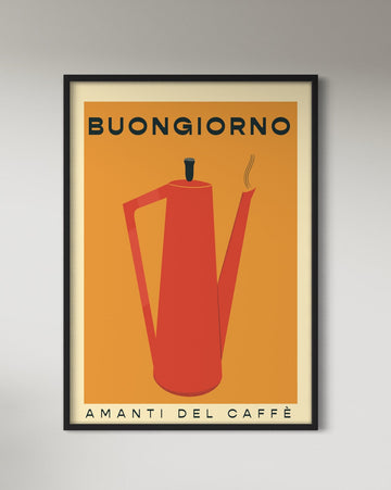 Premium Retro Coffee Art Print, Vibrant Kitchen Decor, Handcrafted Framed Option, UK Printed on 230gsm Paper by Little Egret Design at brixbailey.com