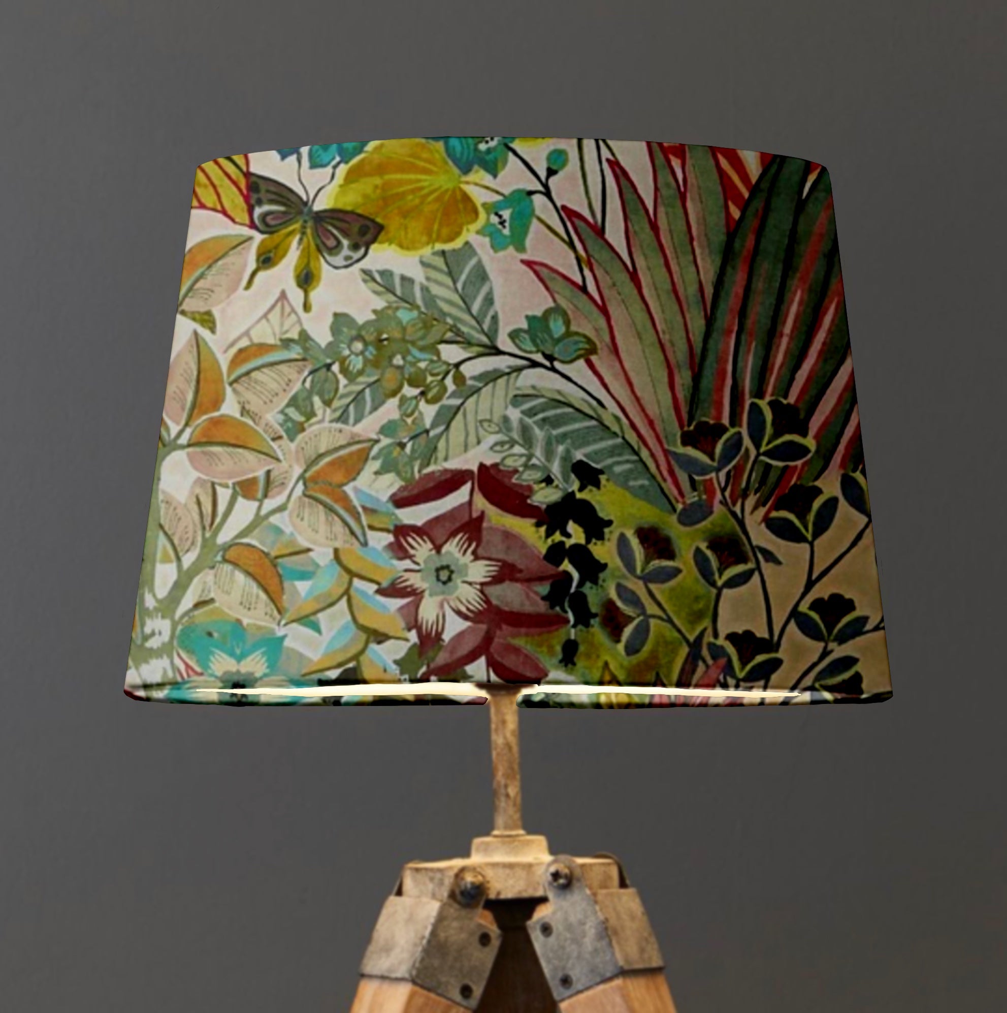 Floral Pastel Velvet Lampshade | French Drum Ceiling Light Shade | Bespoke Handmade Empire Lampshade