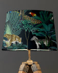 Black Jungle Velvet Lampshade | French Drum Ceiling Light Shade | Bespoke Handmade Empire Lampshade
