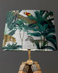 White Jungle Velvet Lampshade | French Drum Ceiling Light Shade | Bespoke Handmade Empire Lampshade