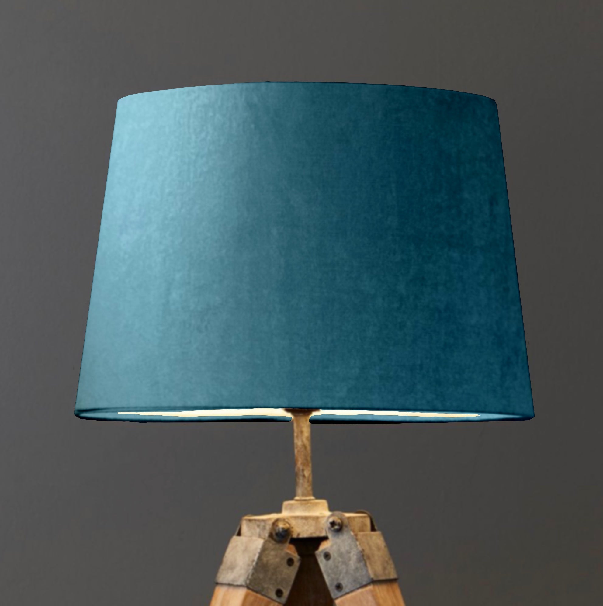 Teal Velvet Lampshade | French Drum Ceiling Light Shade | Bespoke Handmade Empire Lampshade