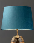 Teal Velvet Lampshade | French Drum Ceiling Light Shade | Bespoke Handmade Empire Lampshade