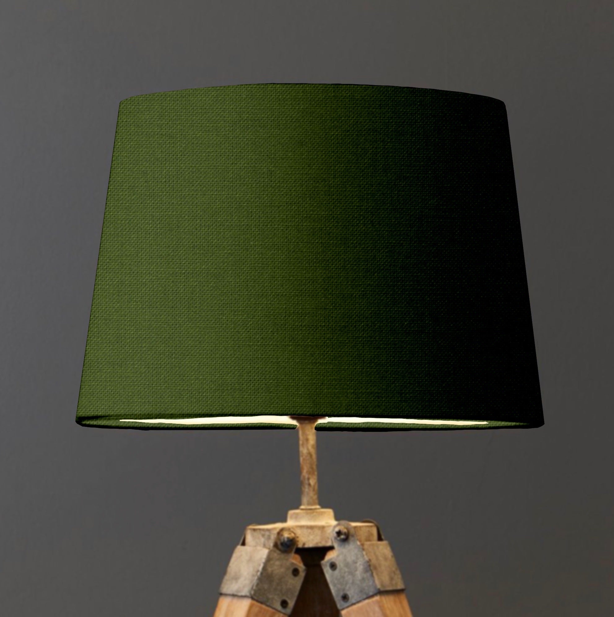 Olive Cotton French Drum Lampshade | Handmade Ceiling Light Shade | UK