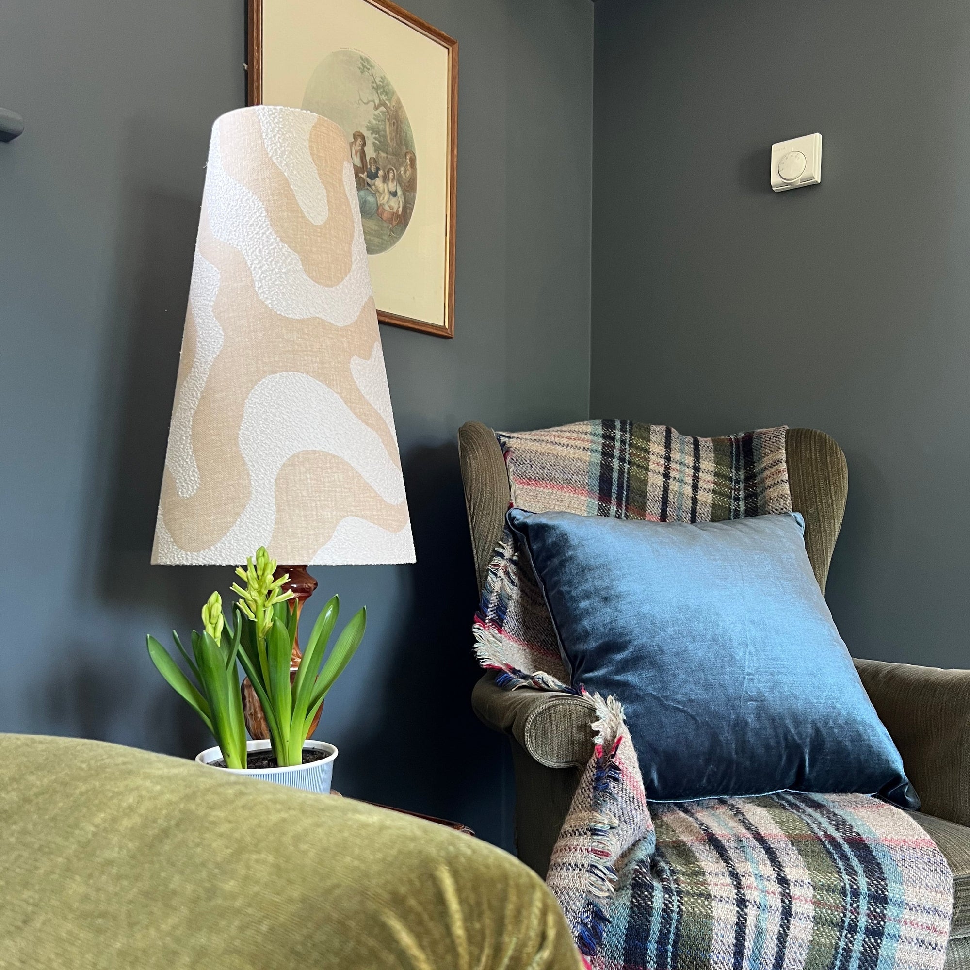 Ecru wiggle cone lampshade, extra tall lampshade