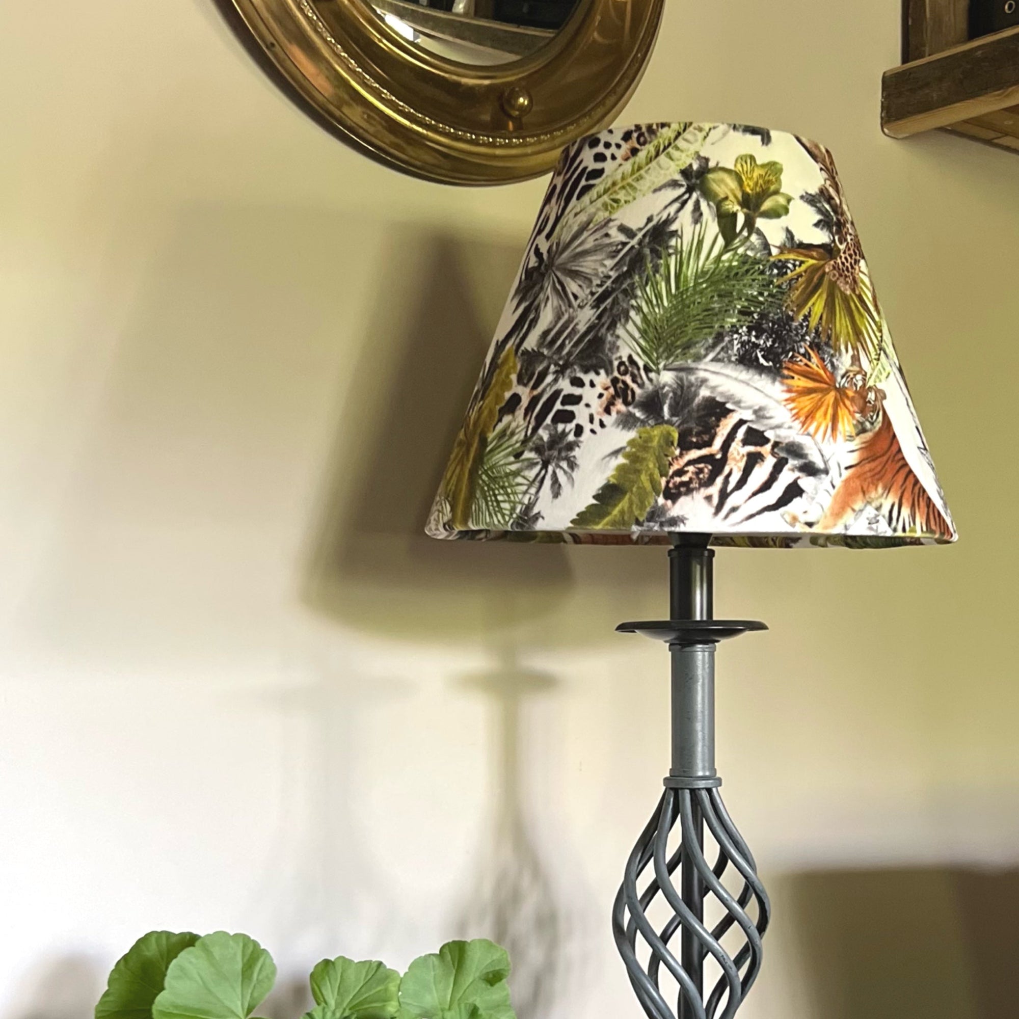 Tiger &amp; Cheetah Jungle Velvet Steep Empire Lampshade | Handmade Ceiling Light Shade | UK