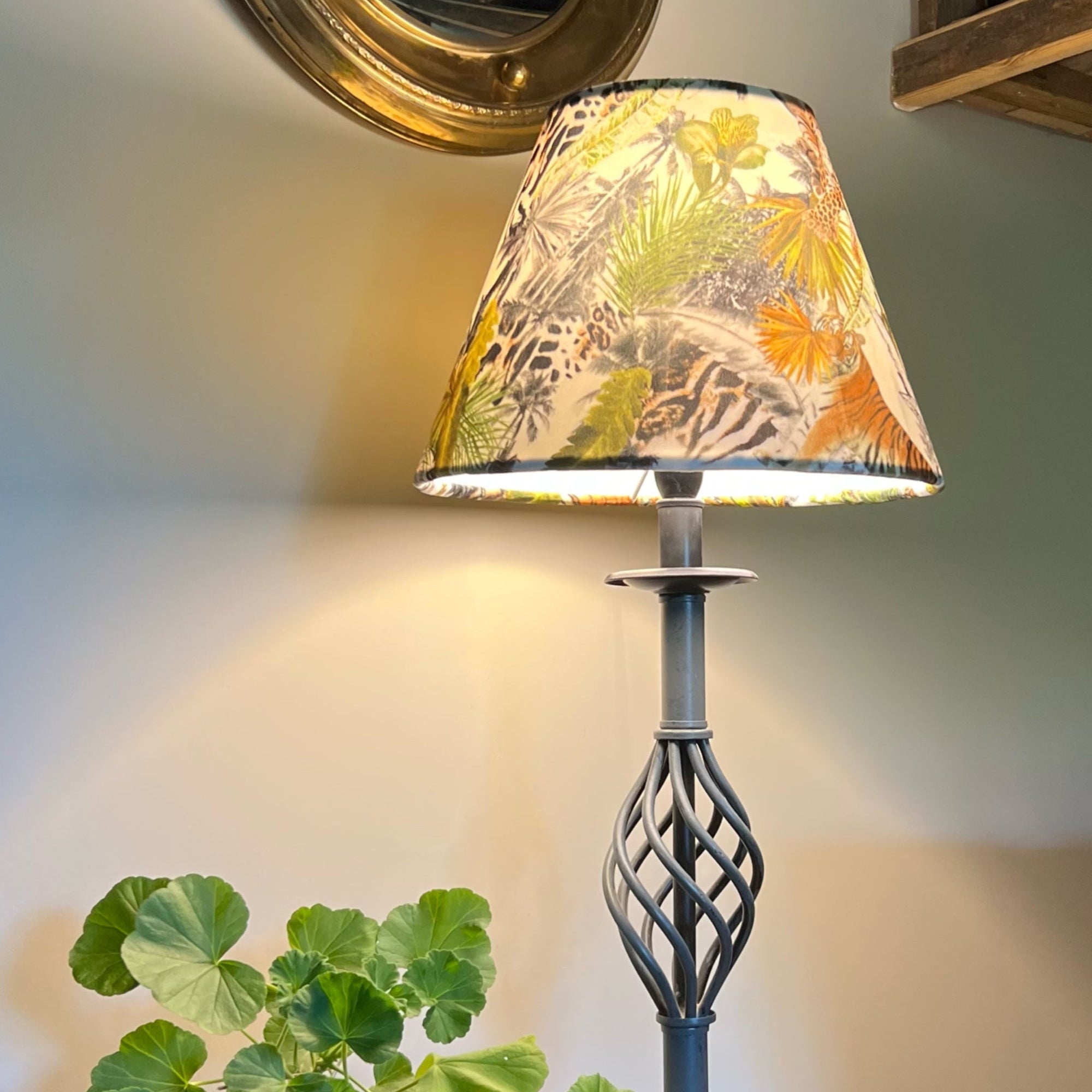 Tiger &amp; Cheetah Jungle Velvet Steep Empire Lampshade | Handmade Ceiling Light Shade | UK