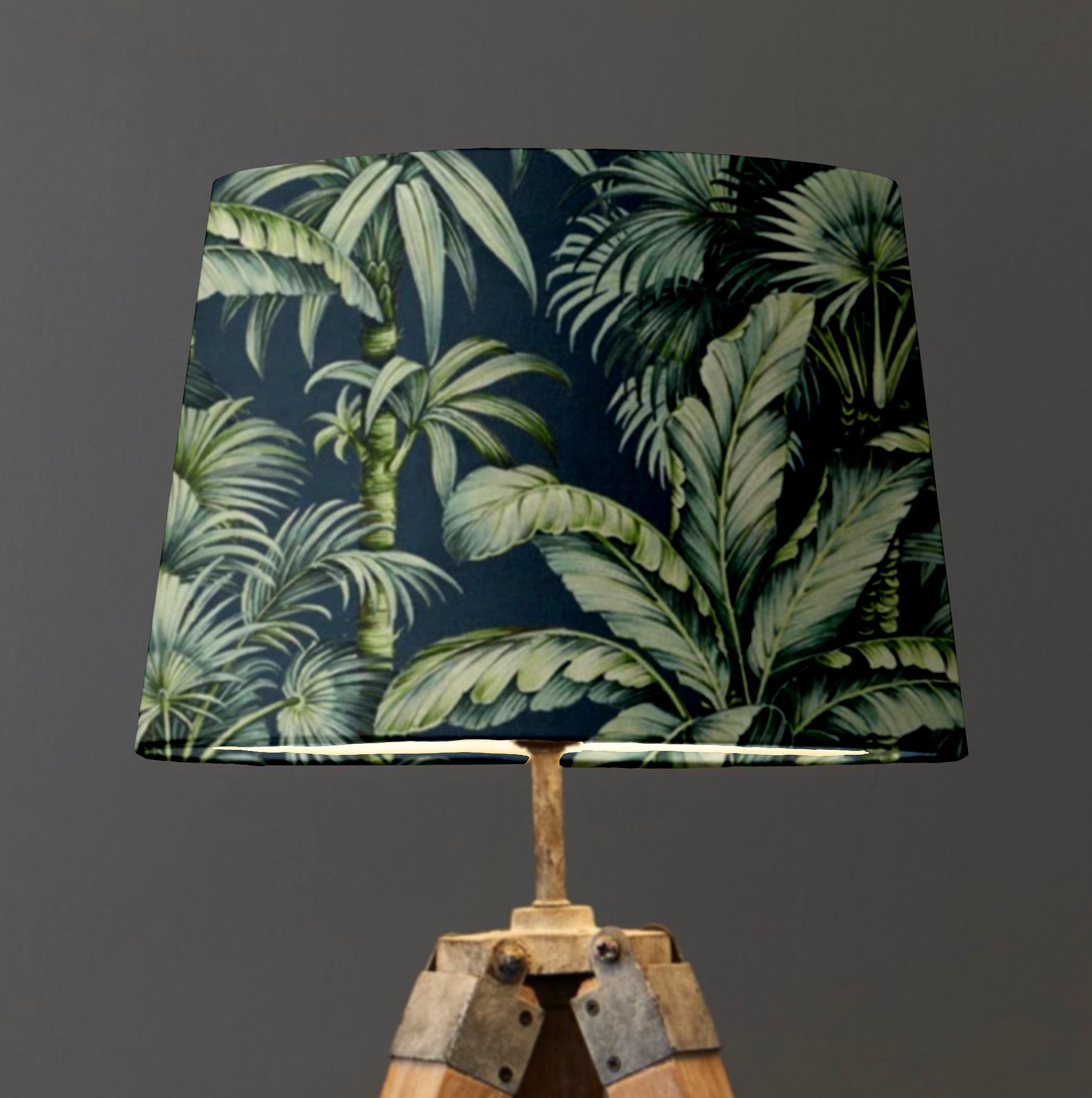 Navy Tripura Velvet Lampshade | French Drum Ceiling Light Shade | Bespoke Handmade Empire Lampshade
