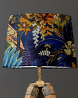 Floral Midnight Velvet Lampshade | French Drum Ceiling Light Shade | Bespoke Handmade Empire Lampshade