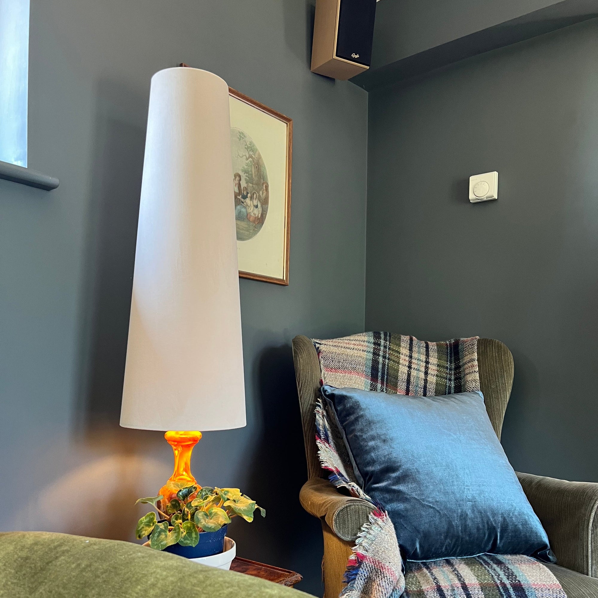 Cream Velvet Lampshade | Extra Tall Cone Light Shade | Bespoke Handmade UK
