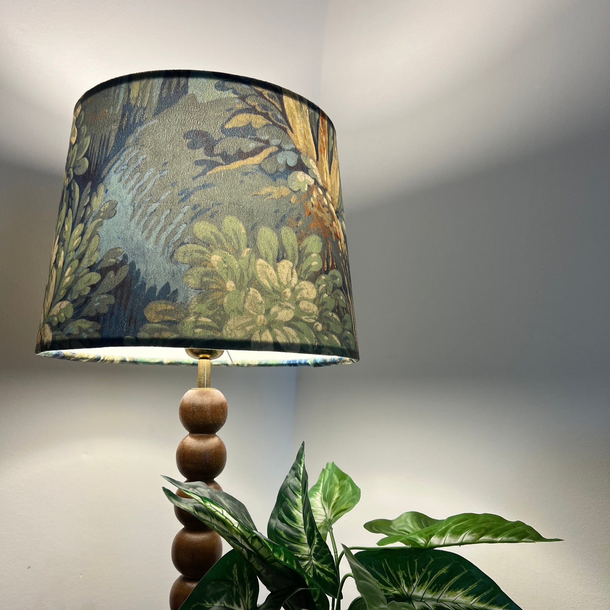 Forbidden Forest Velvet Lampshade | French Drum Ceiling Light Shade | Bespoke Handmade Empire Lampshade