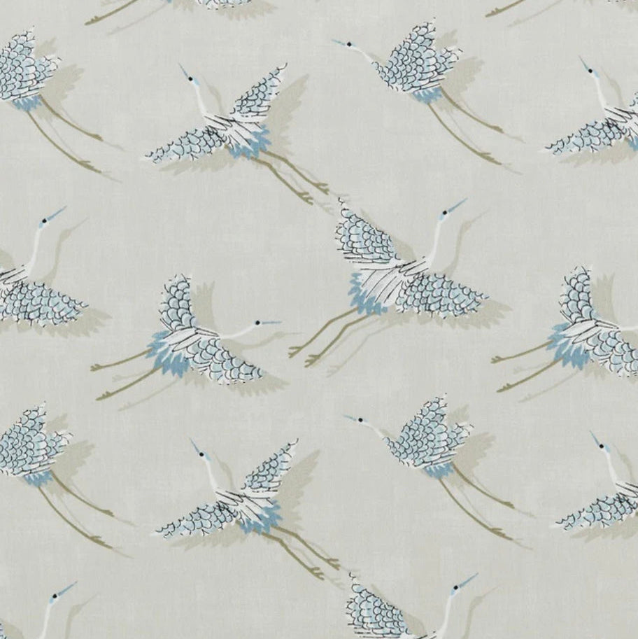 Flying Birds Cream Cotton Lampshade | Extra Tall Cylinder Ceiling Light Shade | Bespoke Handmade UK