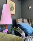 Light Pink Cotton Lampshade | Extra Tall Cone Light Shade | Bespoke Handmade UK