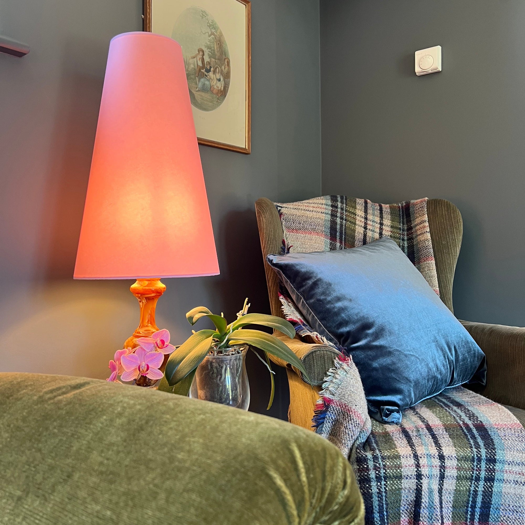 Light Pink Cotton Lampshade | Extra Tall Cone Light Shade | Bespoke Handmade UK