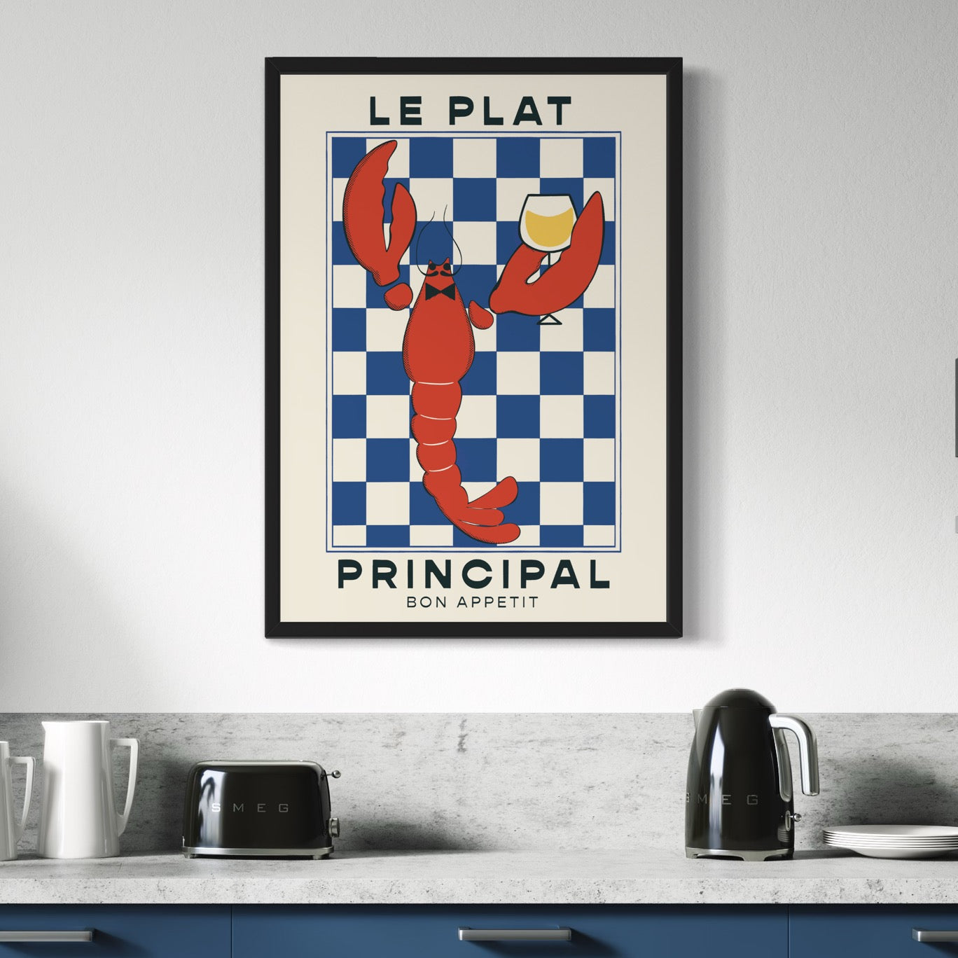 Premium Lobster Art Print, Luxury Home Decor, High Quality Vibrant Wall Art, Framed or Unframed Options, UK Printed by Little Egret Design at brixbailey.com