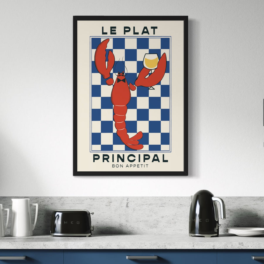 Premium Lobster Art Print, Luxury Home Decor, High Quality Vibrant Wall Art, Framed or Unframed Options, UK Printed by Little Egret Design at brixbailey.com