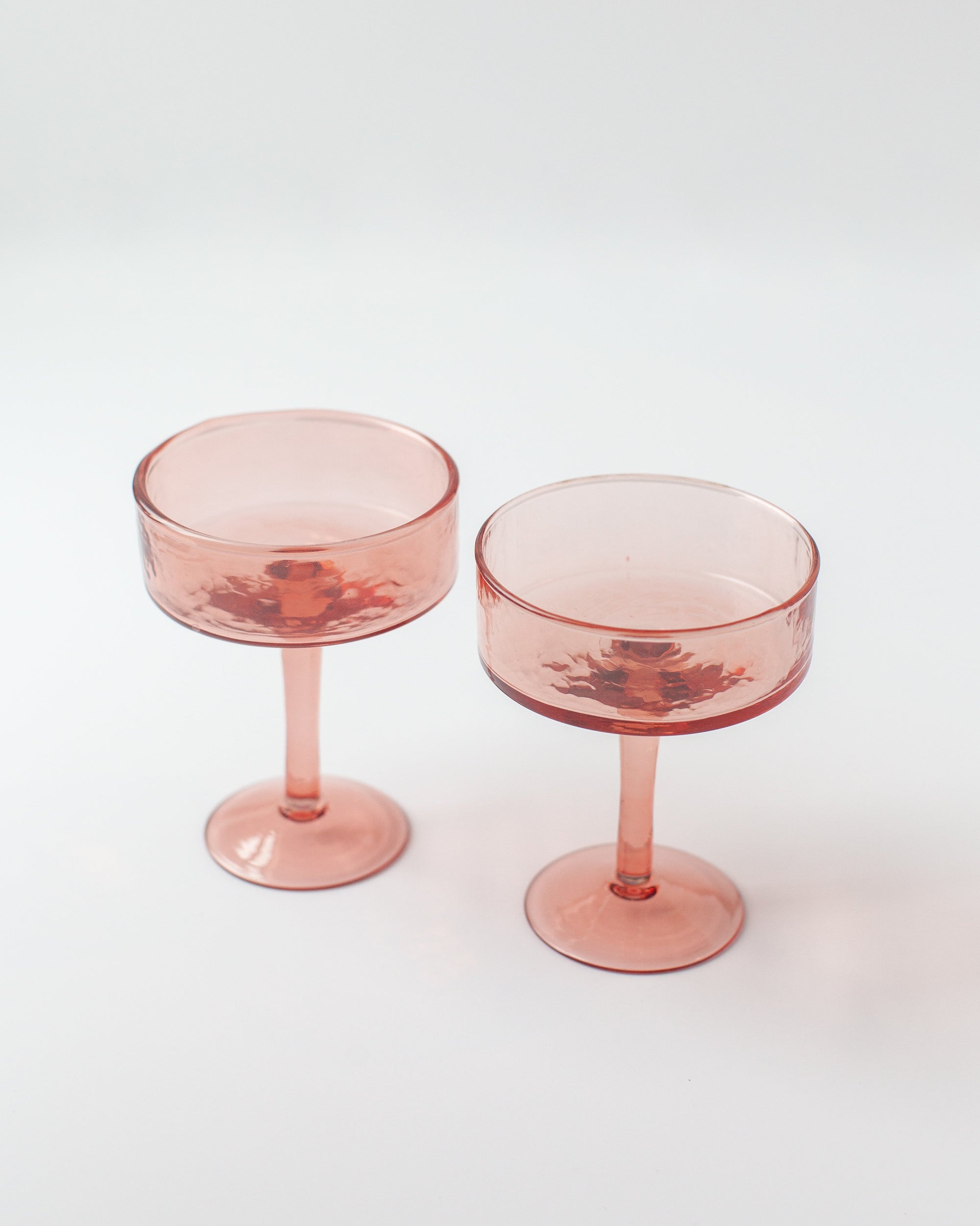 Handblown Hammered Coupe Cocktail Glass Pair-6