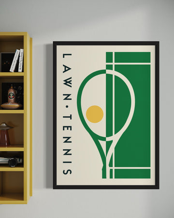 Vintage tennis print, retro Wimbledon poster, premium 230gsm paper, luxury framed art, stylish grass court season decor by Little Egret Design at brixbailey.com