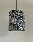 Zebra cotton drum lampshade/ ceiling shade with a white lining