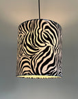 Zebra cotton drum lampshade/ ceiling shade with a white lining